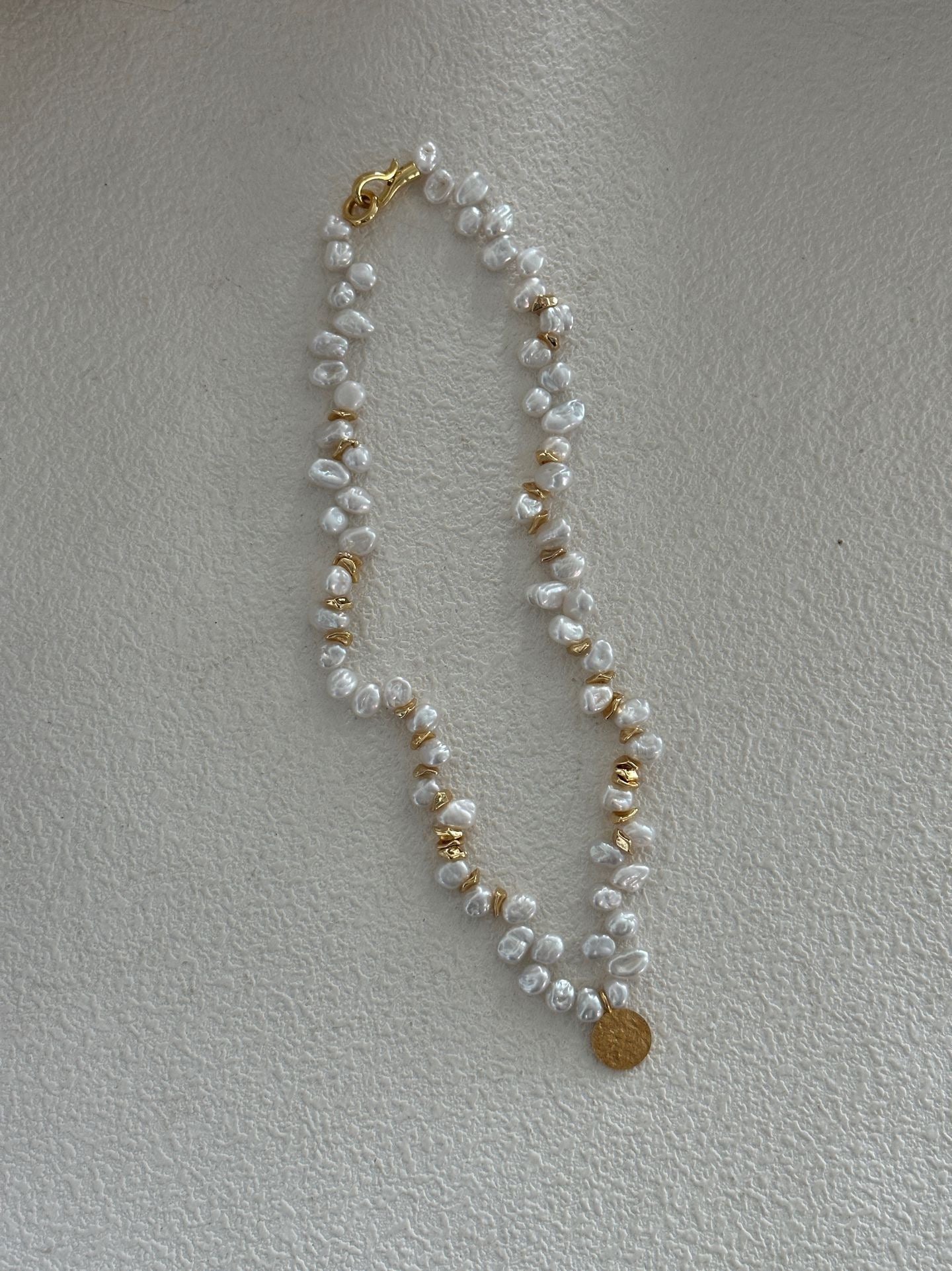 Gold Elderflower Keshi Pearl Necklace