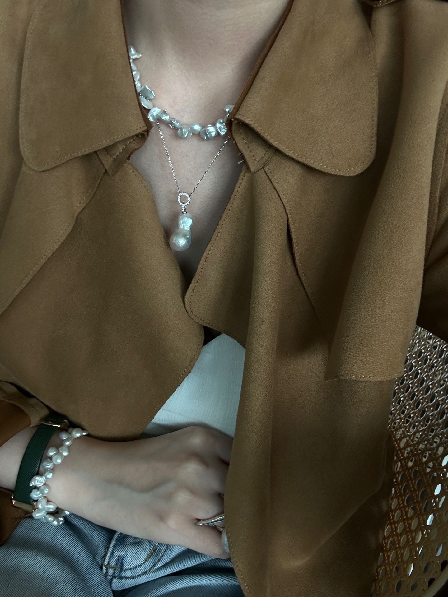 Elderflower Keshi Pearl Necklace