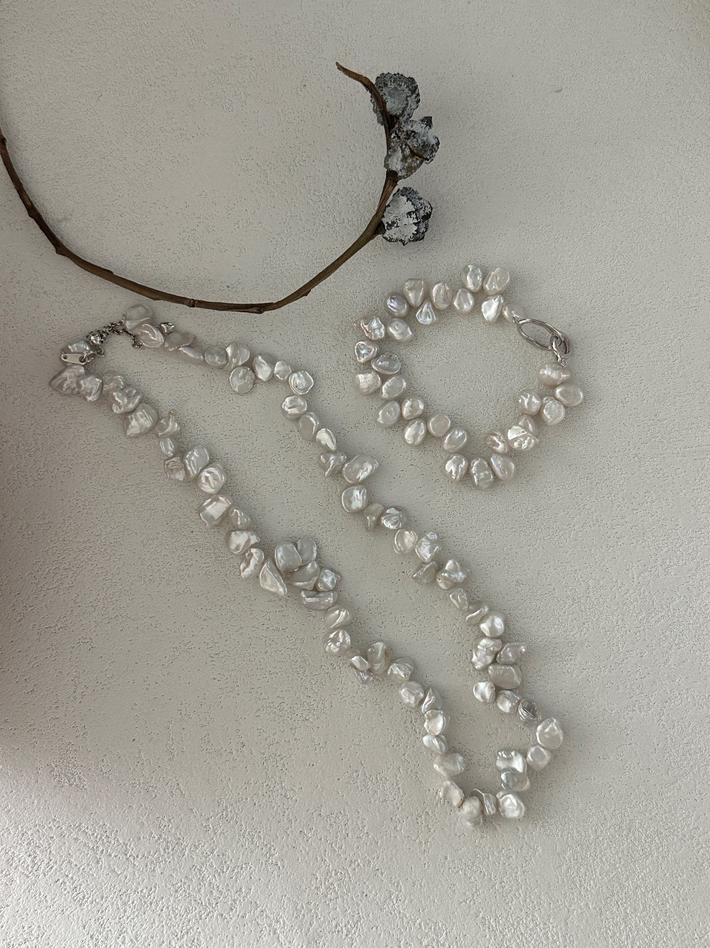 Elderflower Keshi Pearl Necklace