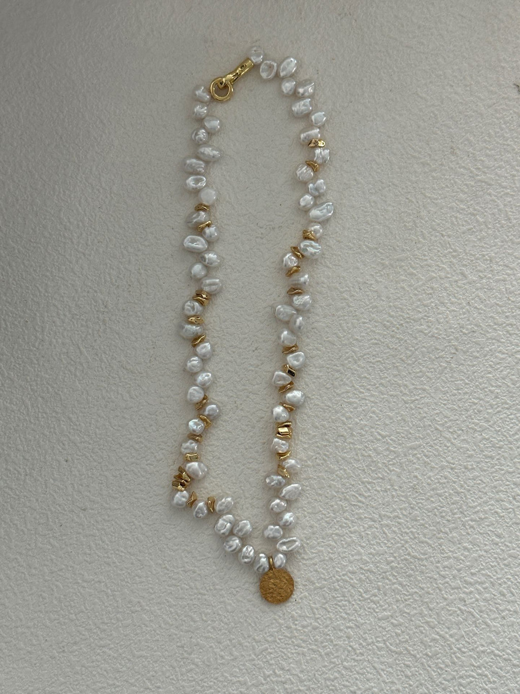 Gold Elderflower Keshi Pearl Necklace